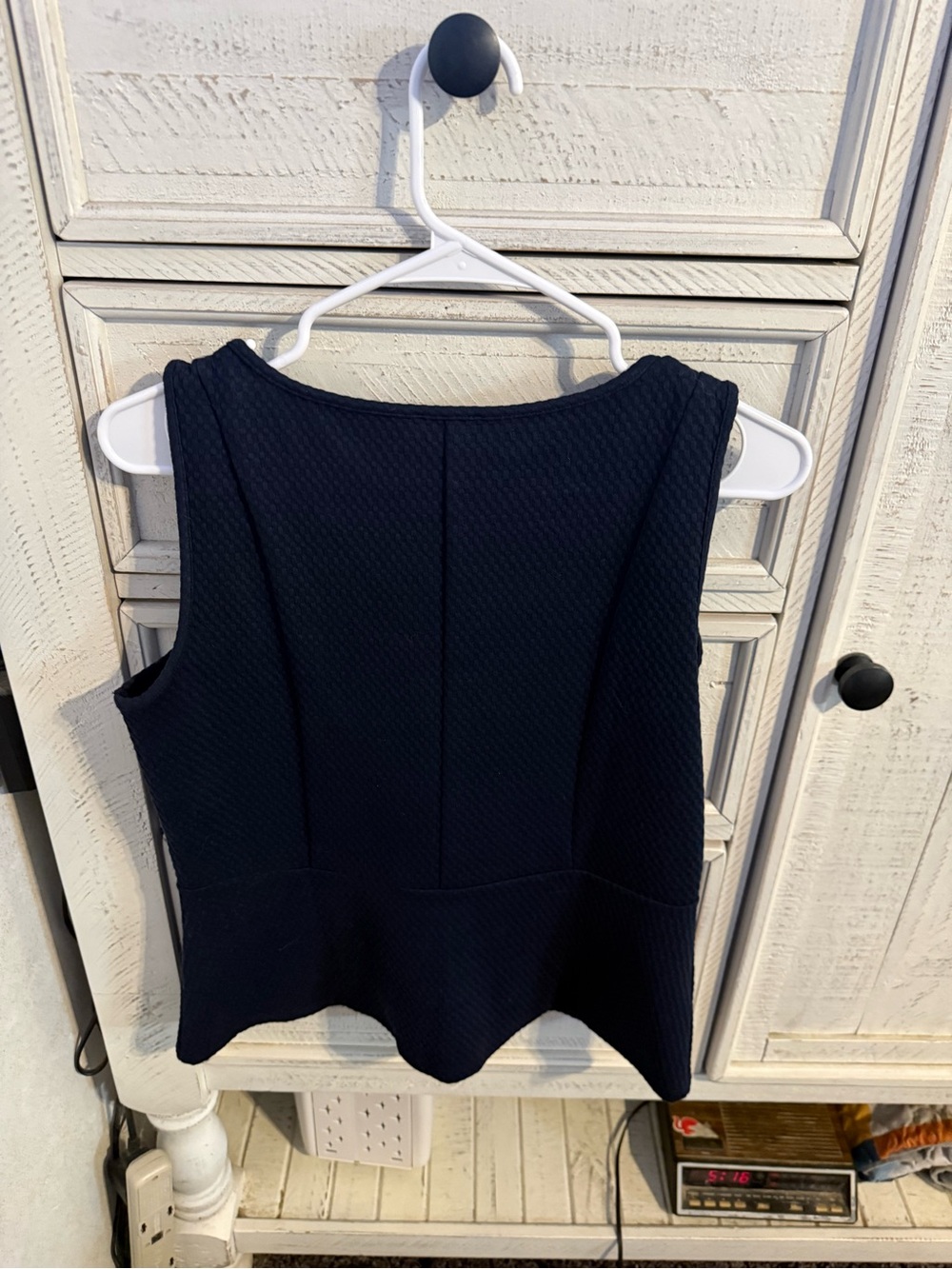 Ann Taylor Black Textured Sleeveless Peplum Top